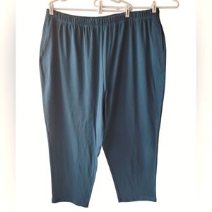 Only Necessities Size 5X Teal Two Pocket Pull On Knit Pants 28in Inseam